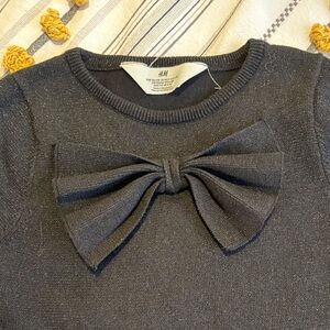 Elegant shimmer Black Kids Dress with Bow